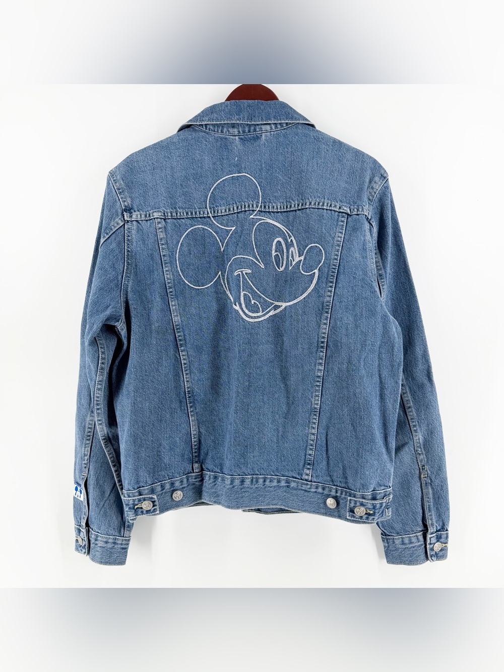 NWT Old Navy x Disney Medium Mickey Mouse Embroidered Denim Jean Trucker Jacket